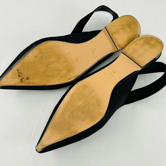 MNG by Mango pointy toe slingback flats fabric upper 7.5 US shoes - Picture 4 of 6